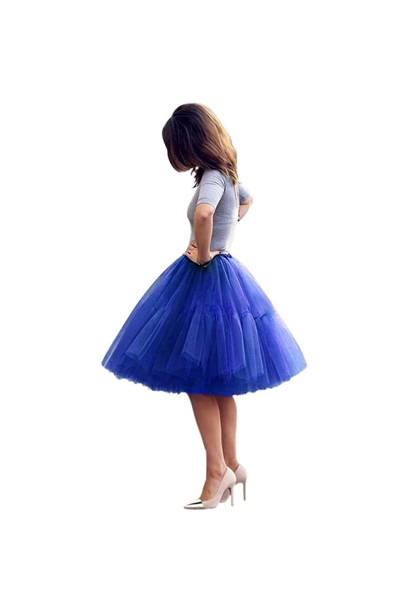 Women Tulle Skirt 4-Layers Mesh Fluffy Princess Underskirt A Line Knee Length Dancing Tutu Skirt for Wedding Party Homecoming Prom