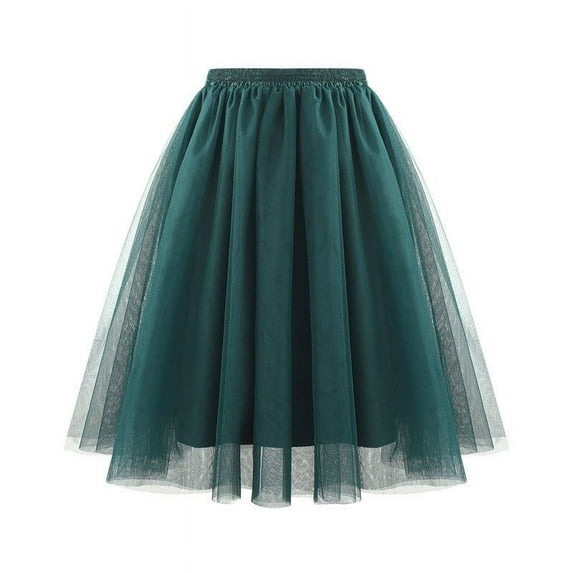 Women Tulle Tutu Skirt Pleated Retro Vintage Ballet Bubble Dance Skirts Puffy Petticoat Ruffled Tulle Layered Frilly Skirt Tiered Princess Skirts for Party