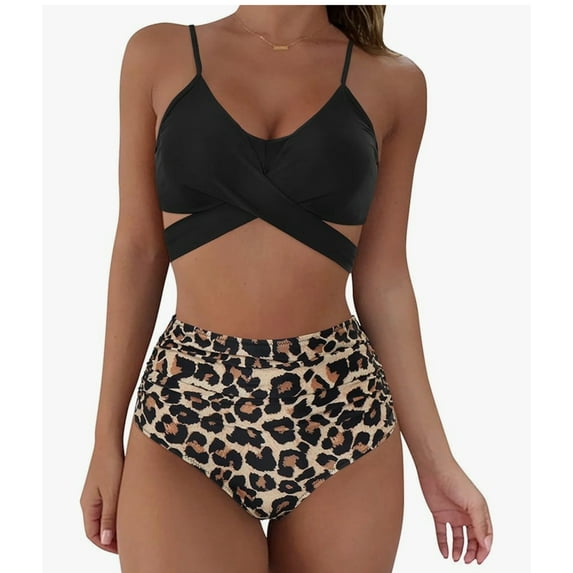 Women Tummy Control Bikini Set High Waisted