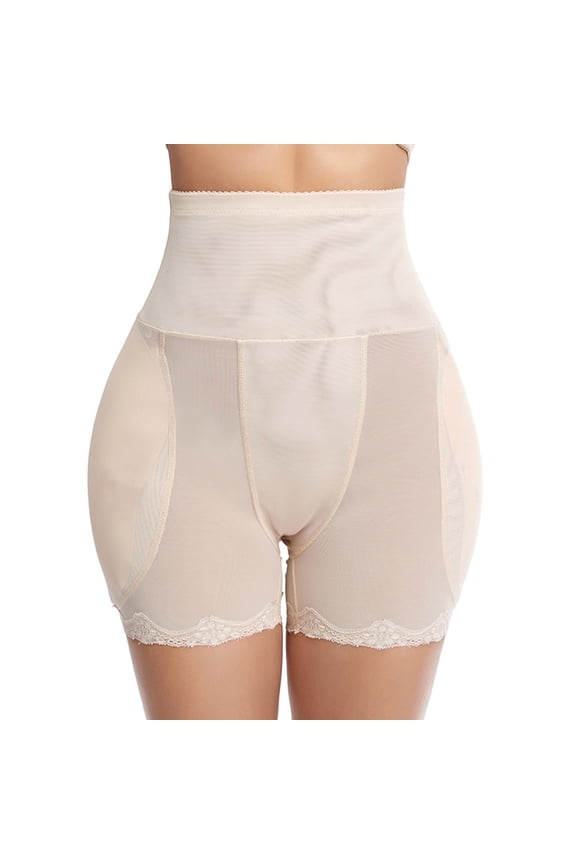 Women Tummy Control Butt Lifter Boyshort Padded Shapewear Hip Enhancer Panties Mesh Lace Trim Body Shaper Thigh Slimmer
