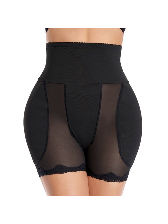Women Tummy Control Butt Lifter Boyshort Padded Shapewear Hip Enhancer Panties Mesh Lace Trim Body Shaper Thigh Slimmer