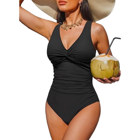Women Tummy Control One Piece Swimsuit - Push Up Bathing Suit Full Coverage Slimming Swimwear