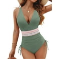 thumbnail image 1 of Women Tummy Control Swimsuits Modest One Piece Bathing Suits Drawstring Swim Suits 2025 (XL, Blue), 1 of 5