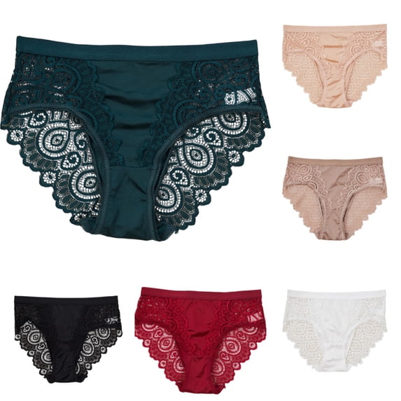 Women Tummy Control Underwear High Waisted Lace Panties High Cut Silky Soft Ladies Sexy Briefs Everyday Wear 04# Dark Green S