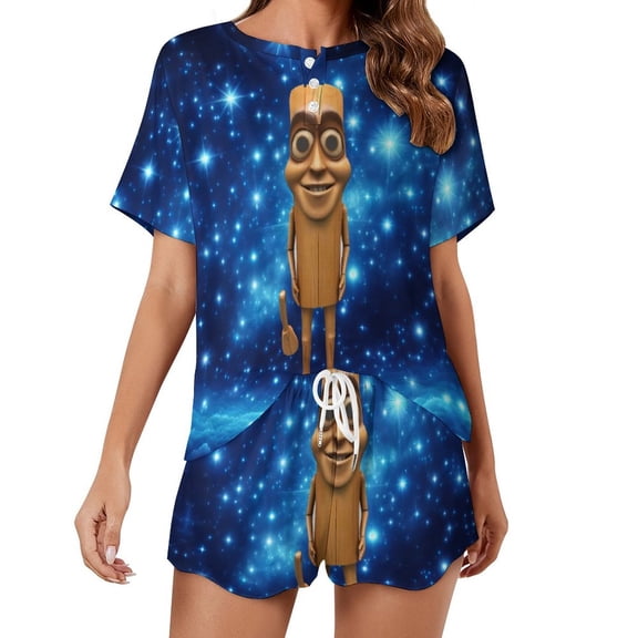 Women Tung Tung Tung Sahu-r Summer Pajamas Set Loungewear Sleepwear Short Sleeve Shirt With Shorts