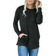 thumbnail image 1 of Women Tunic Long Sleeve Round Neck Sweatshirts for Women Black 2X Large, 1 of 4