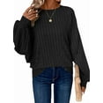 thumbnail image 1 of Women Tunic Plus Size Long Sleeve Tops Loose Fit Dressy Crew Neck Pullover Basic Sweaters Black 4XL, 1 of 6