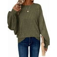 thumbnail image 1 of Women Tunic Plus Size Long Sleeve Tops Loose Fit Dressy Crew Neck Pullover Basic Sweaters  Green XXXL, 1 of 6