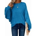thumbnail image 1 of Women Tunic Plus Size Long Sleeve Tops Loose Fit Dressy Crew Neck Pullover Basic Sweaters Royal Blue XXL, 1 of 6
