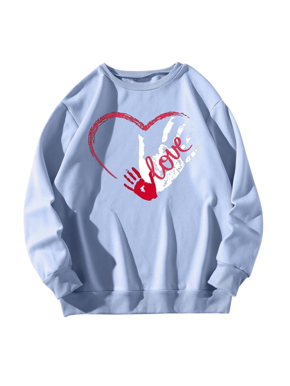 Women Tunic Tops Fall Loose Crewneck Long Sleeve Mitten- One Shoulder Hollow Graphic Leisure Cotton Tunics Tops(Blue,S)