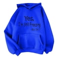 thumbnail image 1 of Women Tunic Tops Winter Fall Loose Fit Hooded Long Sleeve Kimono Off the Shoulder Drawstring Graphic Leisure Cotton Sweatshirts Hoodies(Blue,XL), 1 of 4