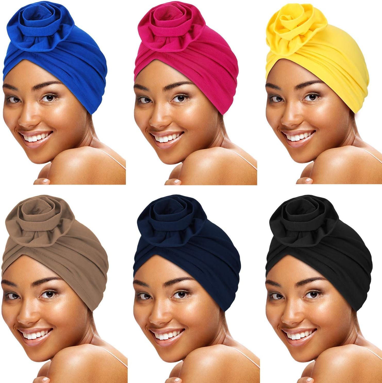 Women Turban African Pattern Headwrap Colorful Printed Pretied Flower Knot Bonnet Hat