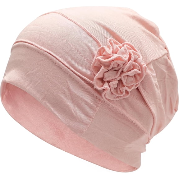 Women Turban Beanie Hat with Flower Chemo Headwear Elastic Head Wrap Cap