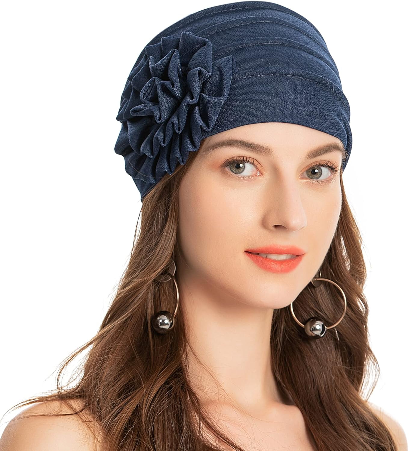 Women Turban Head Wrap 6 Pack Polyester Flower Beanie Chemo Hat Multi Color Not every accessory is just an accessory. Sometimes it main image 4
