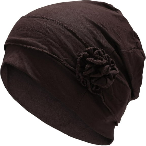 Women Turban Beanie Hat with Flower Chemo Headwear Elastic Head Wrap Cap
