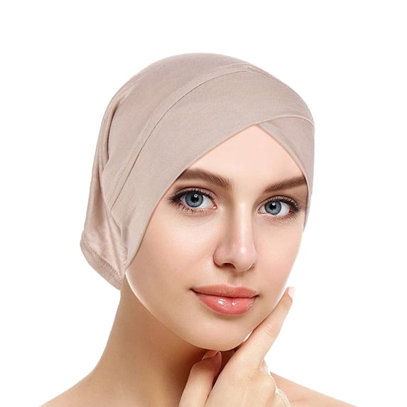 Women Turban Caps Beanie Headscarf Solid Color Hair Cover Wrap Hat Chemo Cancer Cap Headwear Muslim Turban Cap