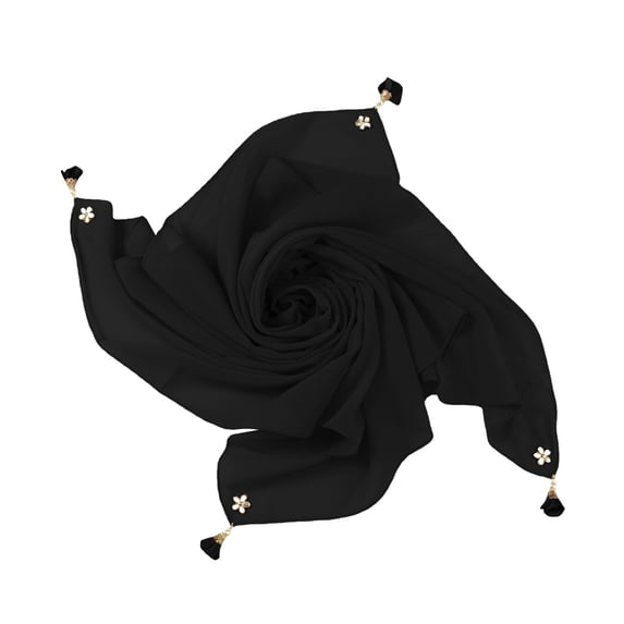 Women Turban Caps CQXIDFH Fashion Solid Turban Headwear, Breathable Hijab Base Cap, Chiffon Neck Scarf Bandana, Versatile Daily Hair Accessories for Women, Trucker Hats (Black, One Size)