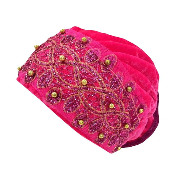 Women Turban Caps CQXIDFH Lace Sequin Flat Cap, Beaded Curled Design, Solid Color Fashion Casual Head Accessories, Trucker Hats (Hot Pink, One Size)