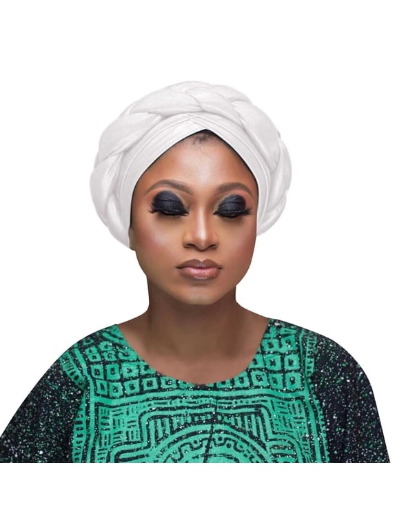 Women Turban Caps CQXIDFH Stylish Braid Turban Headwear, Soft Hair Bonnet, Casual Head Scarf Wrap Cover for Daily Use, Baseball Caps (White, One Size)