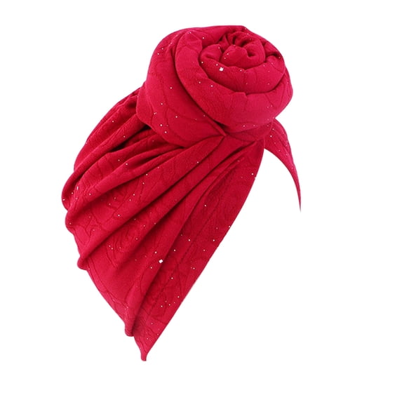 Women Turban Caps CQXIDFH Women Bohemian Turban Head Wrap, Soft Stretch Head Scarf, Casual Daily Hair Cover Headwear, Bucket Hats (Wine Red, One Size)