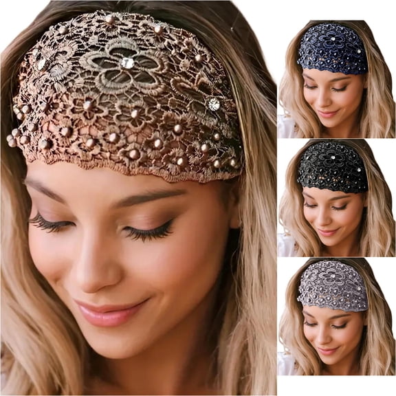 Women Turban Hatbow Sequins Hair Bonnet Head Scarf Wrap Cover Thin Wire Headband
