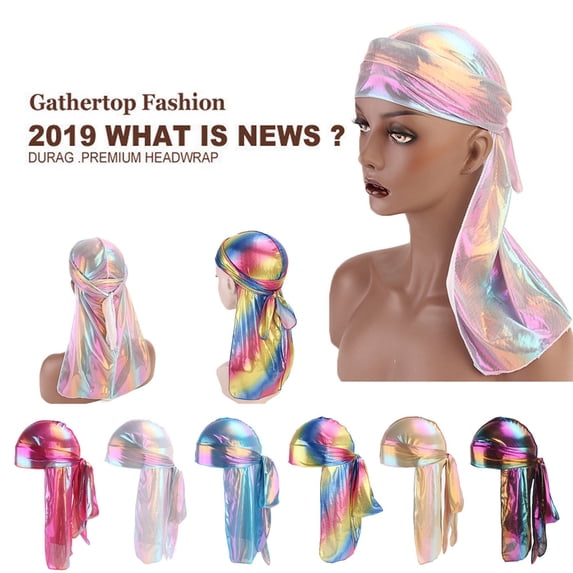 Women Turban Hats VLOOCKLW Silky Durag - Silk Long Tail Pirate Hat Surround Silky Satin Extra Long-Tail Headwraps Cap for Men and Women