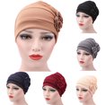 thumbnail image 1 of Women Turban Rose Flower Caps Elastic Beanie Headscarf Vintage Headwrap Hat, 1 of 2