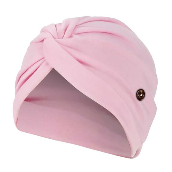 Women Turban with Buttons Pre-Tied Knot Pleated Turban Cap Beanie Headwrap Sleep Hat Turban Headband for Protecting Your Ear