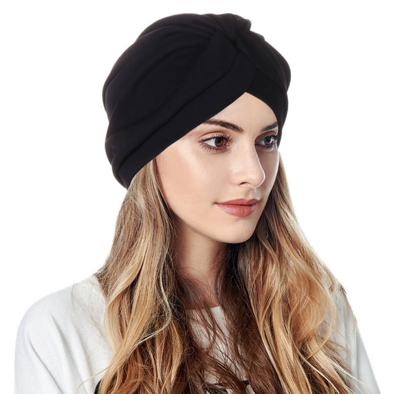 Women Turbans Knot Tied Bonnet Cap Headwraps Baseball Hats, Black