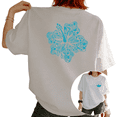 thumbnail image 1 of Women Turquoise Blue Hibiscus Flower Ocean Beach Graphic Tees T-Shirt Tops Round Neck Cotton T-Shirt White S-5XL, 1 of 5