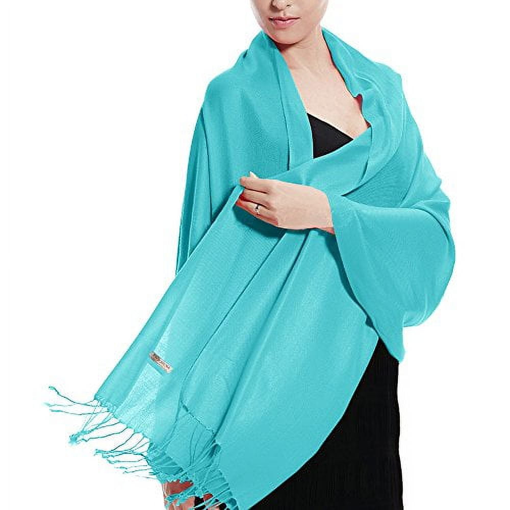 Women Turquoise Pashmina Scarf Soft Solid Plain Shawl Wrap Fashion Warm