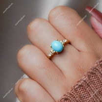 Women Turquoise Ring,December Birthstone Ring,Solitaire Ring For Women Silver Gold Wedding Gift