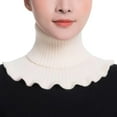 thumbnail image 1 of Women Turtleneck Knitted False Collar Ruffles DetachableWindproof Wraps R4J8, 1 of 7