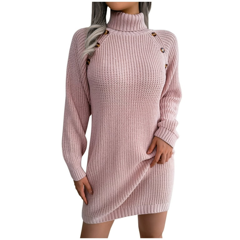 open lace back dress Pink Queen Women's Loose Turtleneck Oversize Long Pullover Sweater Dress  Brown S at Amazon Women's Clothing store main image 1