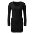 thumbnail image 1 of Women Turtleneck Long Sleeve Knit Pullover Sweater Bodycon Mini Dress Fall Sweaters Black,L, 1 of 4