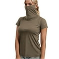 thumbnail image 1 of Women Turtleneck Short Sleeve with Face Mask Sun Protection UPF 50+ Fishing Hiking Shirt for Summer Causal, 1 of 5