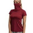 thumbnail image 1 of Women Turtleneck Short Sleeve with Face Mask Sun Protection UPF 50+ Fishing Hiking Shirt for Summer Causal, 1 of 5