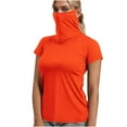 thumbnail image 1 of Women Turtleneck Short Sleeve with Face Mask Sun Protection UPF 50+ Fishing Hiking Shirt for Summer Causal, 1 of 5