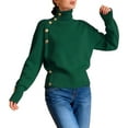 thumbnail image 1 of Women Turtleneck Sweater Fall Fashion Batwing Sleeve Jumper Elegant Short Knitted Pullover Tops Green L, 1 of 4