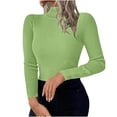 thumbnail image 1 of Women Turtleneck Sweater Tops Mock Neck Ribbed Knit Basic Casual Long Sleeve Shirts Fall Winter Clothing 2026 Trendy (XL, Green), 1 of 8