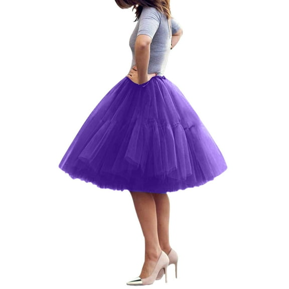 Women Tutu Skirt Flared Knee Length Petticoat Skirt Rockabilly Dance Party Skirt Elegant Feminine Fashion