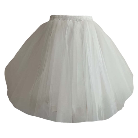 Women Tutu Skirt Mesh Party Wedding Gown Half Length Dress,Beige,2XL