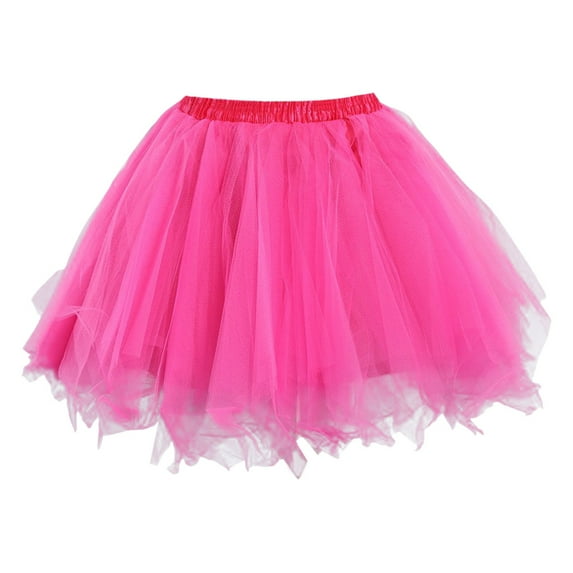 Women Tutu Skirt Party Mesh Long formal Dresses,Hot Pink,S