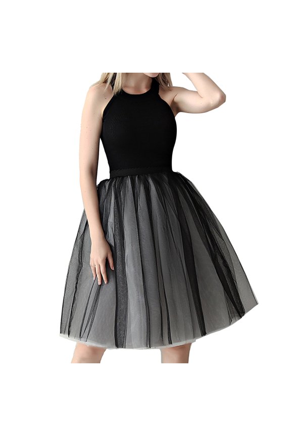 Women Tutu Skirt Short Petticoat Underskirt for Dress,Grey,One Size