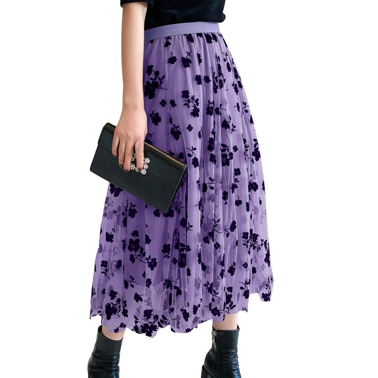 Women Long Floral Linen Skirt 4116 Women Long Floral Linen Skirt 4116