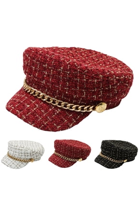 Women Tweed-Plaid-Newsboy Fiddler Cap Classic Berets Hat Winter Fashion Teens Adjustable