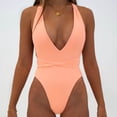 thumbnail image 1 of Women Twist Front Swimsuit One Piece Bathing Suit Push Up Tummy Control Neck Strap Swimwear, 1 of 6