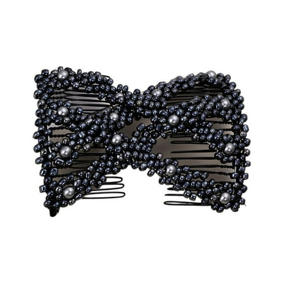 Women Twist Rhombus Beaded Magic Hair Side Combs Jewelry Stretchable Styling Double Clips Hairpins Ponytail Bun Maker