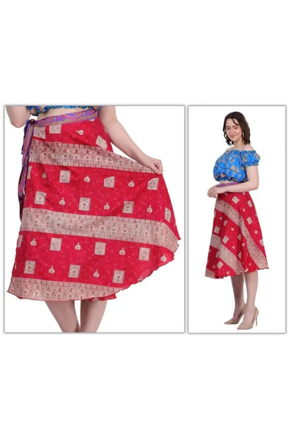 Women Two Layer Vintage Sari Fabric Magic Skirts 30"long 05Pc Mix Wholesale Lot