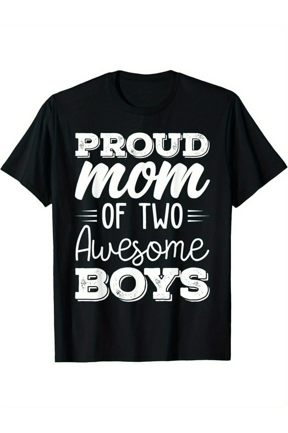 Women Two Mom of 2 Boys Mother'S Day T-Shirt